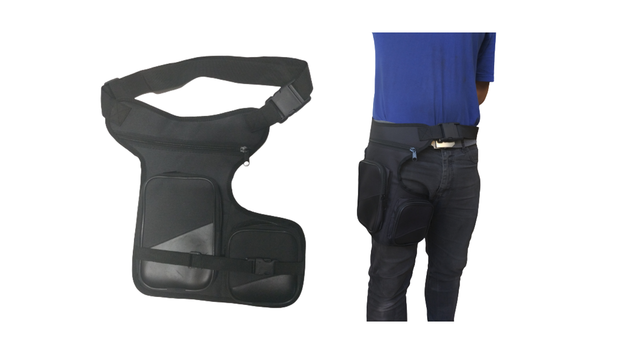 MOTOSİKLET BACAK ÇANTASI SİYAH 3 GÖZLÜ.